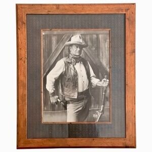 John Wayne Framed Black and White Photograph Iconic Cowboy Western Portrait